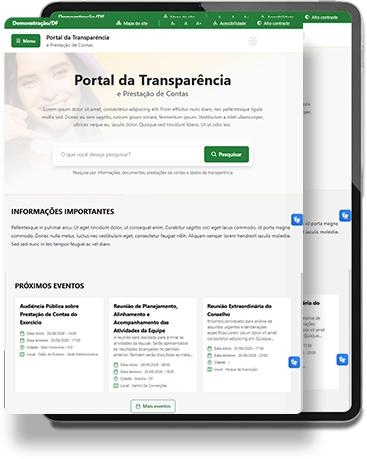 Portal da Transparência exibido em um tablet